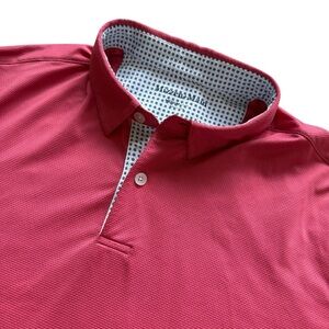 Mizzen+Main Polo Shirt Men's Size M Pink Trim Fit Short Sleeve Golf Stretch